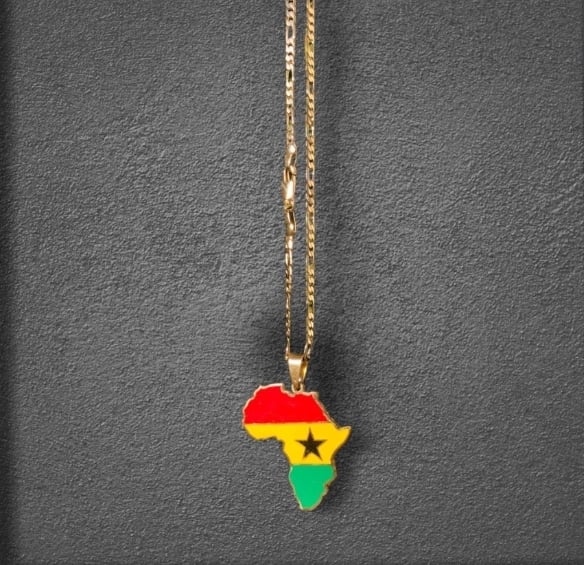 Ghana African Map Necklace (In Colour)
