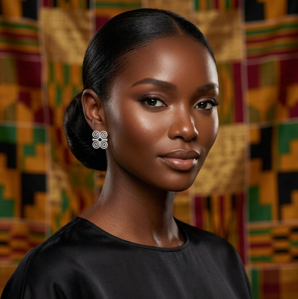 Dwennimmen Adinkra Rhinestone Stud Earrings