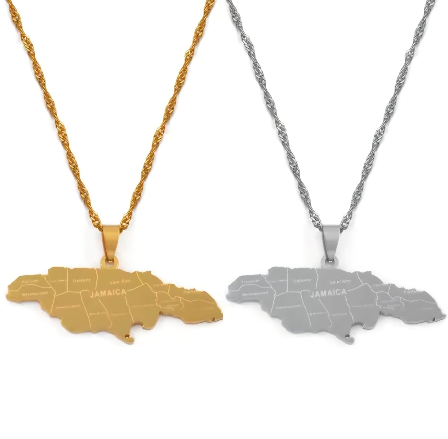 Jamaica Parish Map Necklace