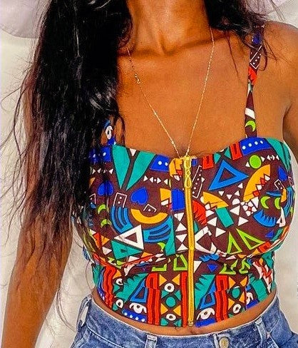 Shola African Print Corset Top