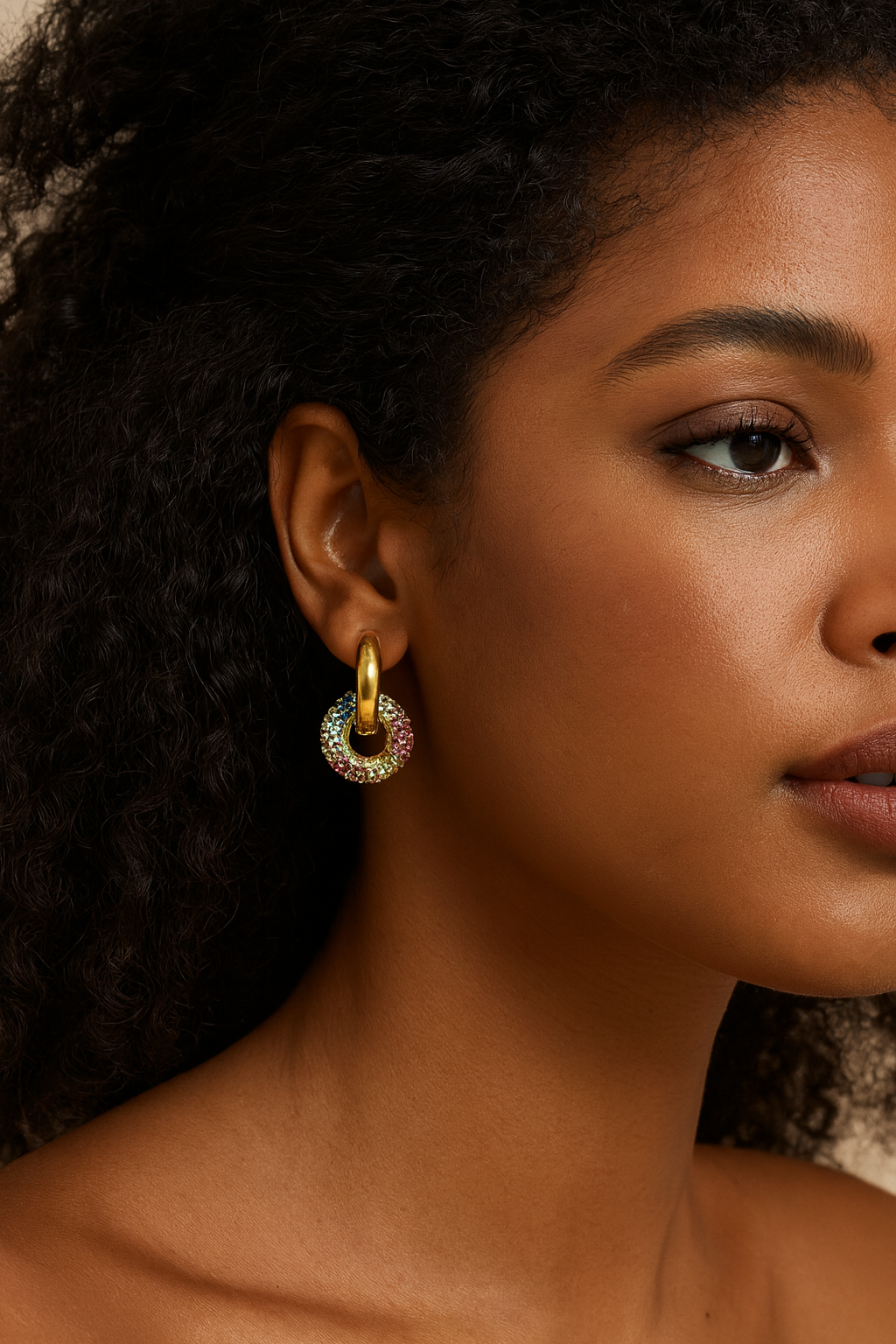 Zoey Rainbow Charm Hoop Earrings