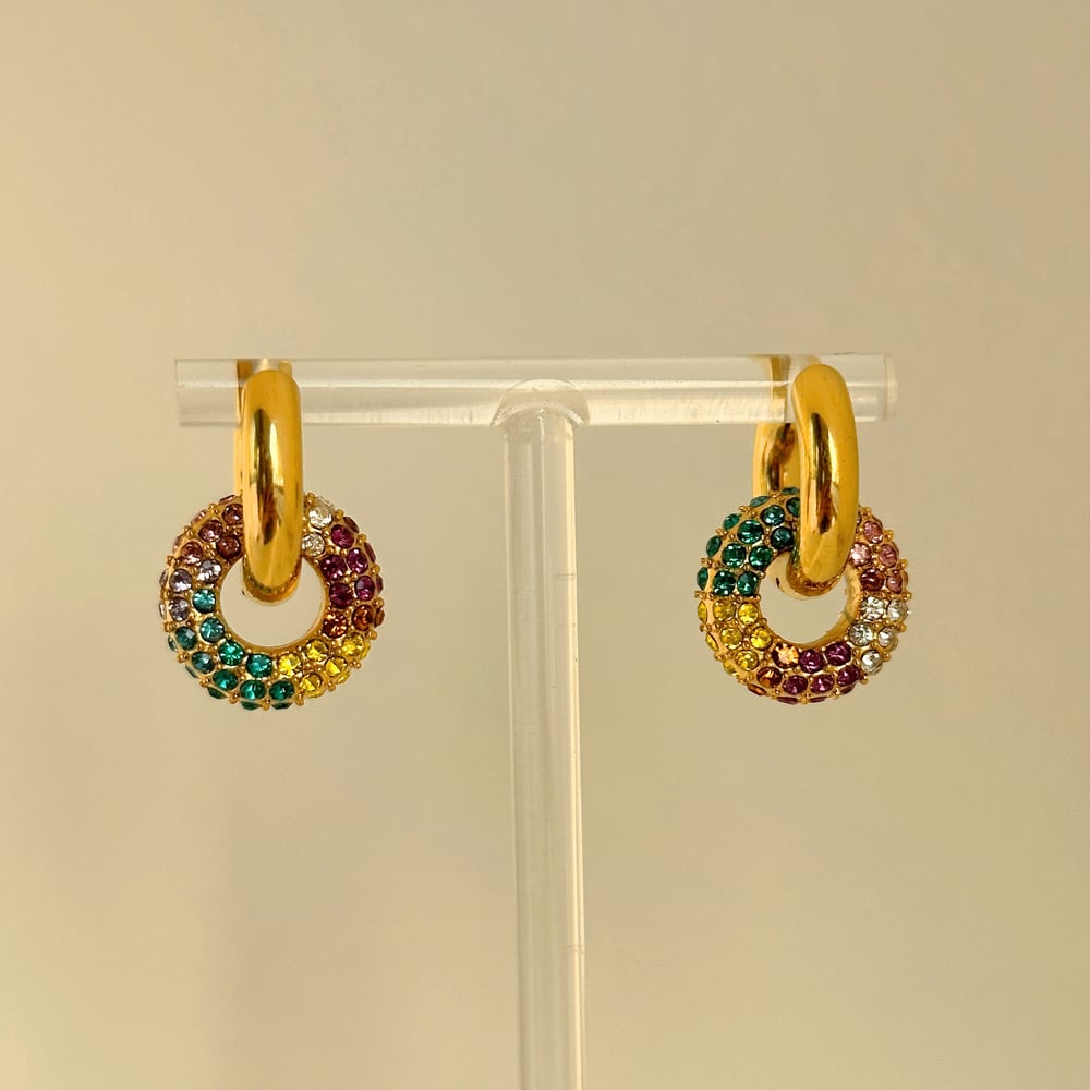 Zoey Rainbow Charm Hoop Earrings