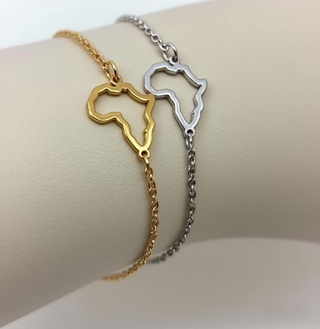 African Map Bracelet With Link Chain