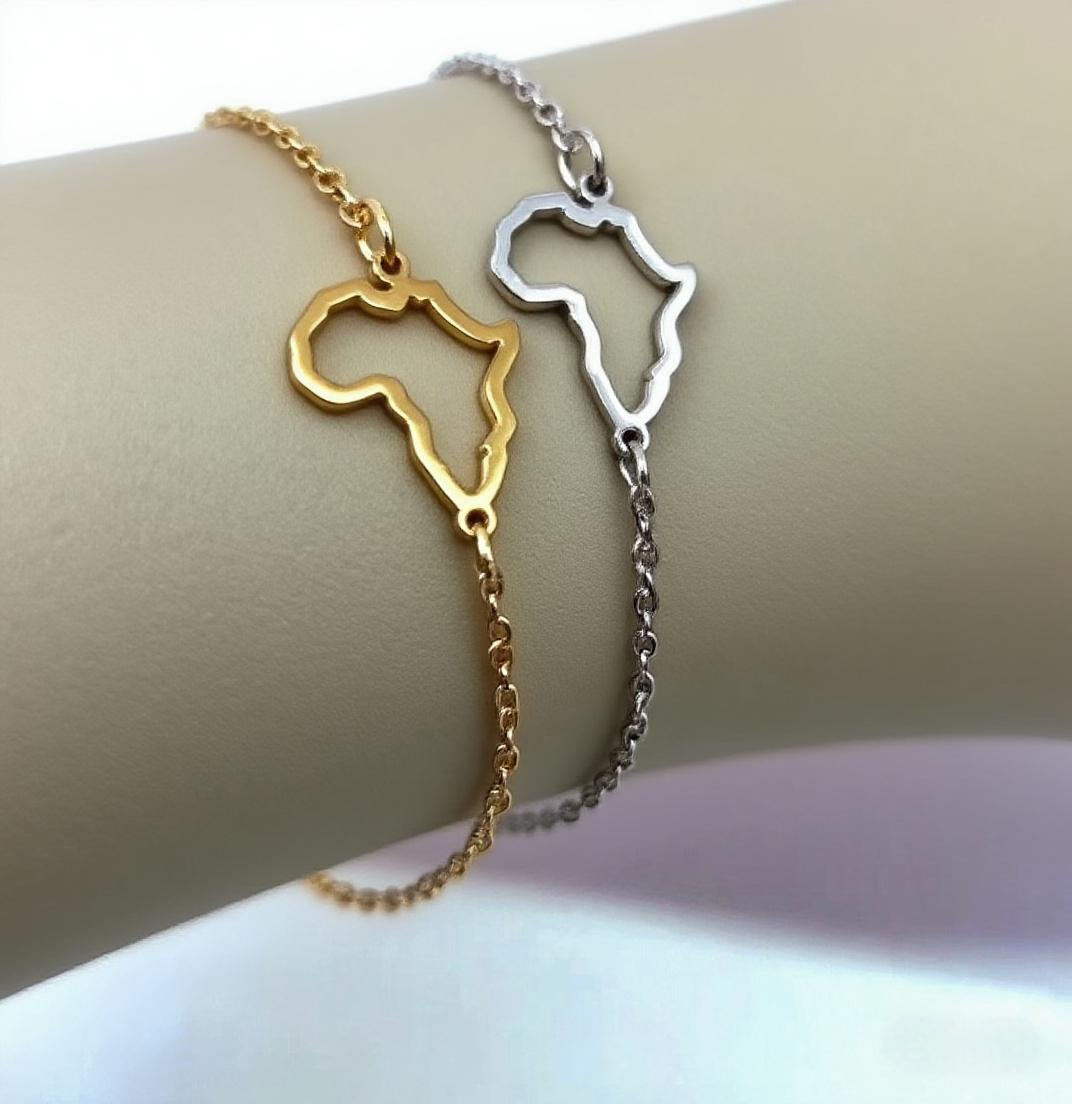 African Map Bracelet With Link Chain