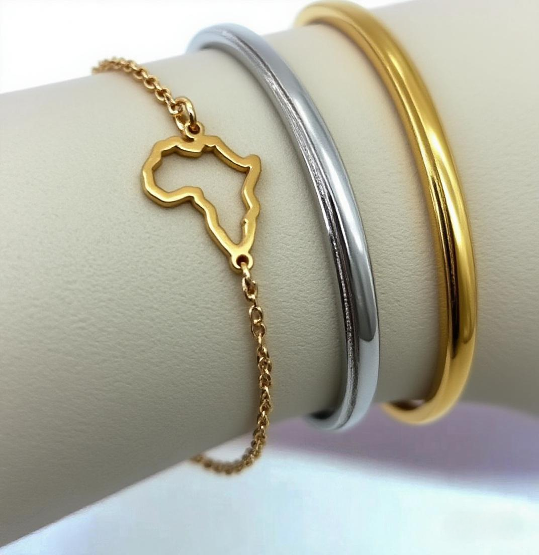 African Map Bracelet With Link Chain