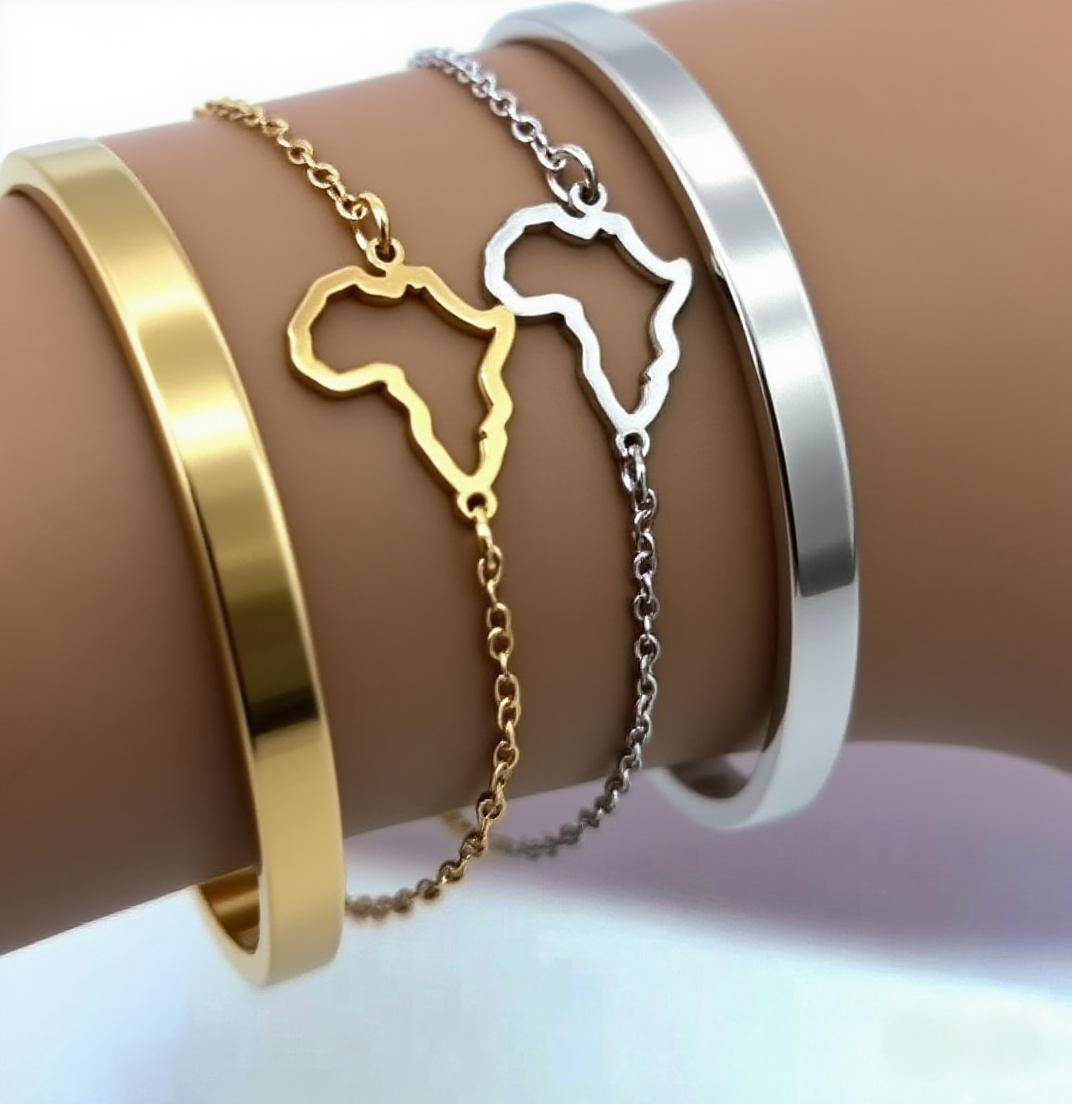 African Map Bracelet With Link Chain