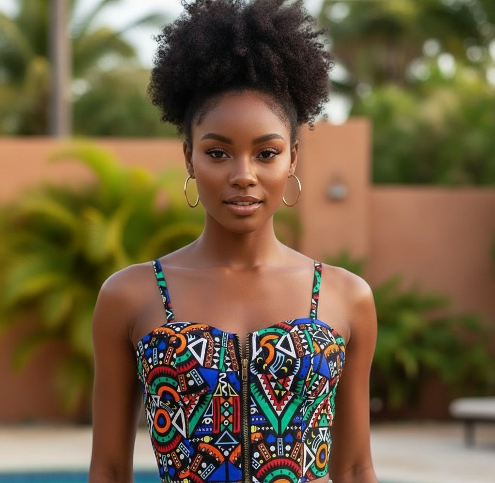 Shola African Print Corset Top