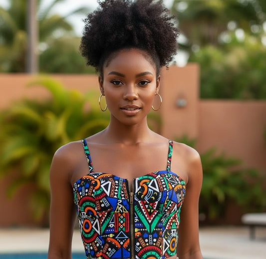 Shola African Print Corset Top