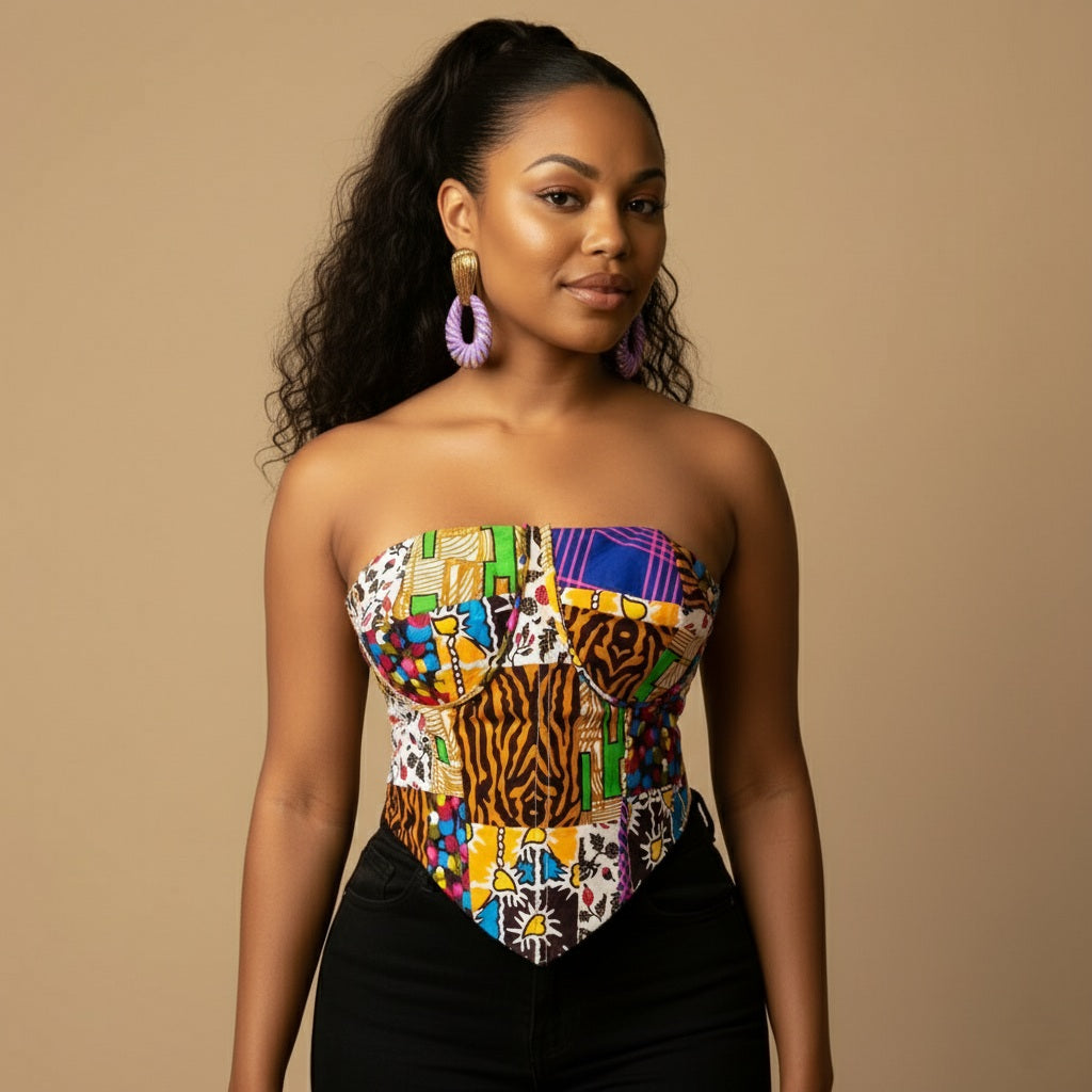 Tallulah African Print Corset Top