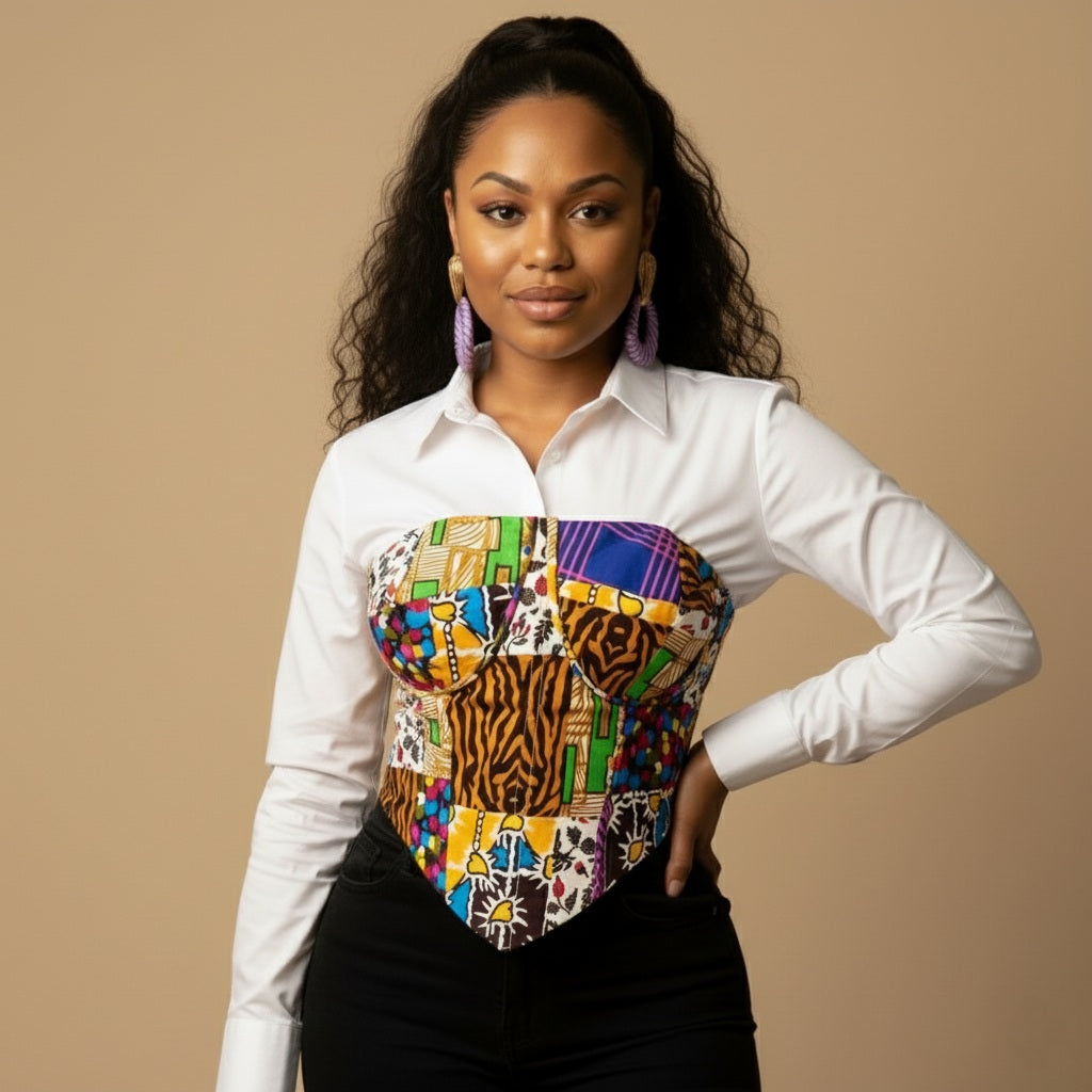 Tallulah African Print Corset Top