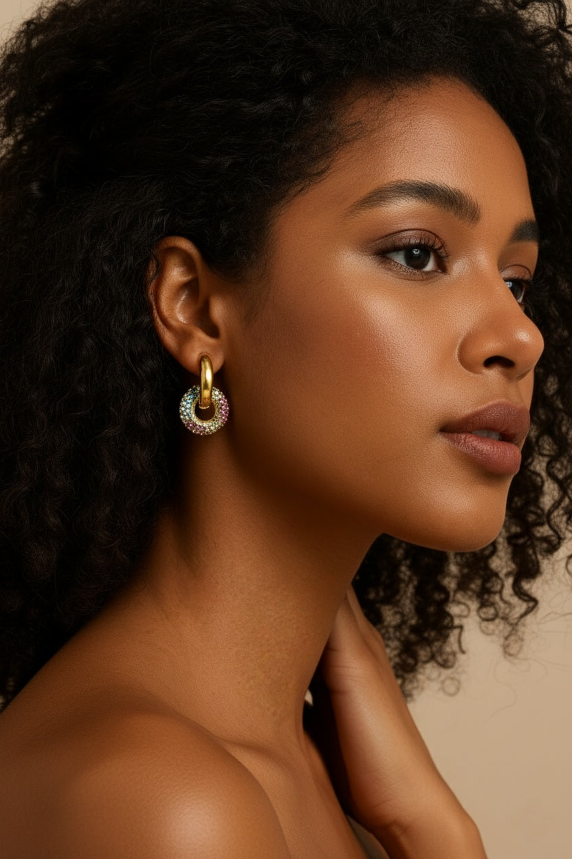 Zoey Rainbow Charm Hoop Earrings
