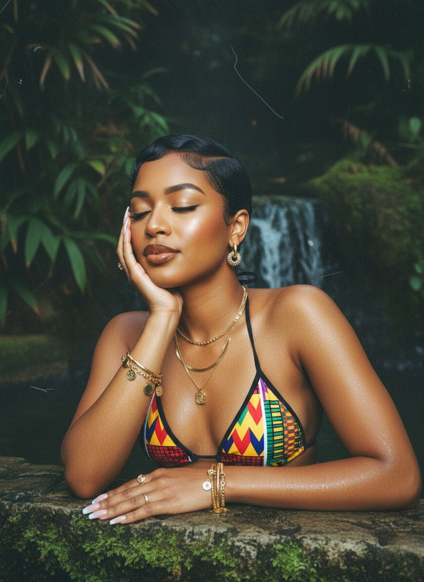 Ashanti Kente Print Bikini Set
