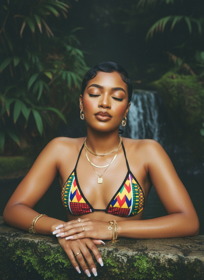Ashanti Kente Print Bikini Set