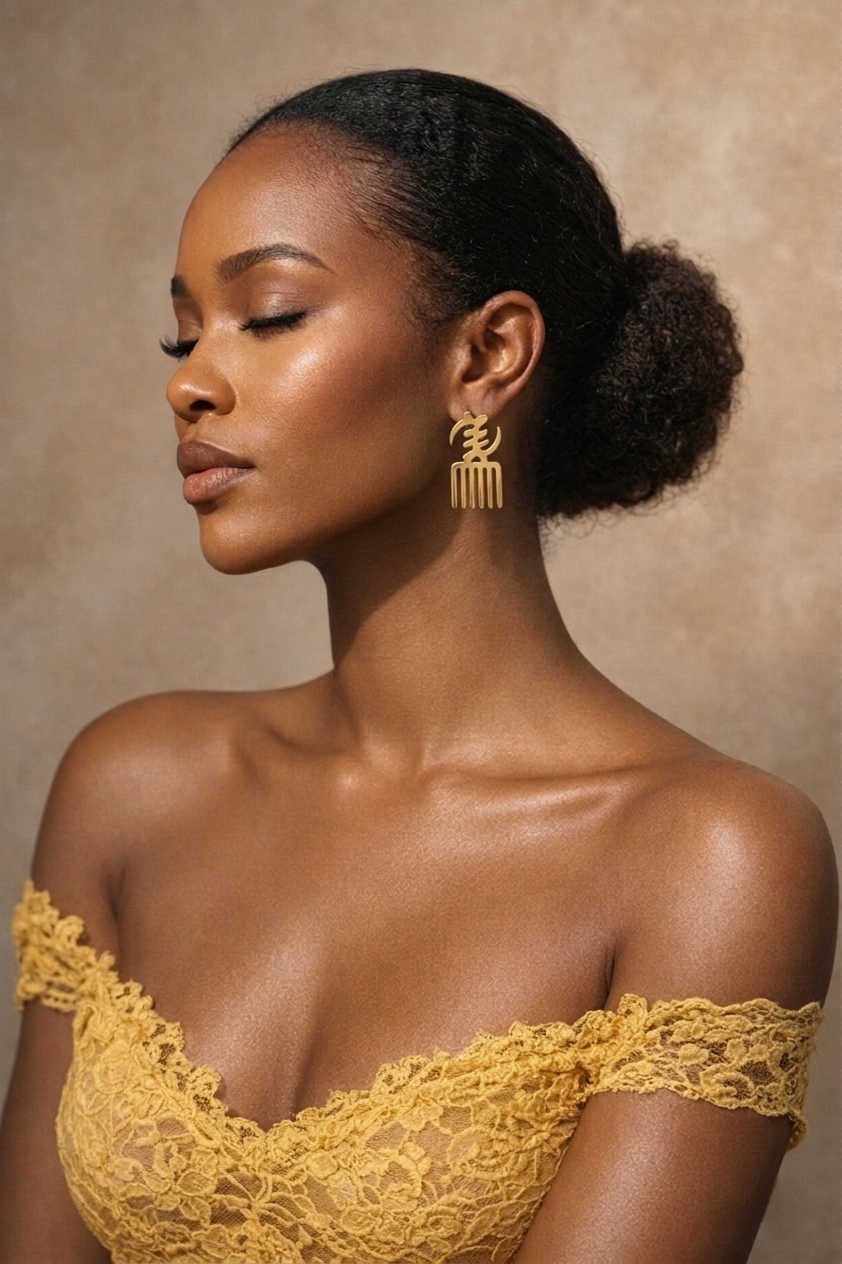 Gye Nyame & Duafe Adinkra Symbol Earrings