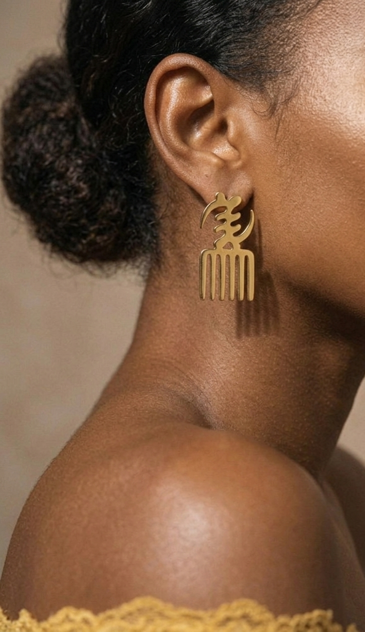 Gye Nyame & Duafe Adinkra Symbol Earrings