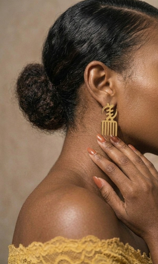 Gye Nyame & Duafe Adinkra Symbol Earrings