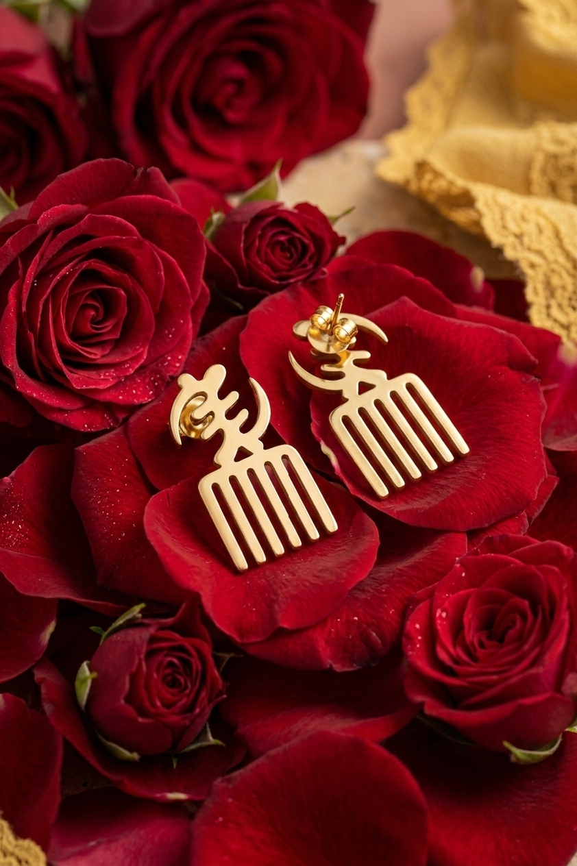Gye Nyame & Duafe Adinkra Symbol Earrings