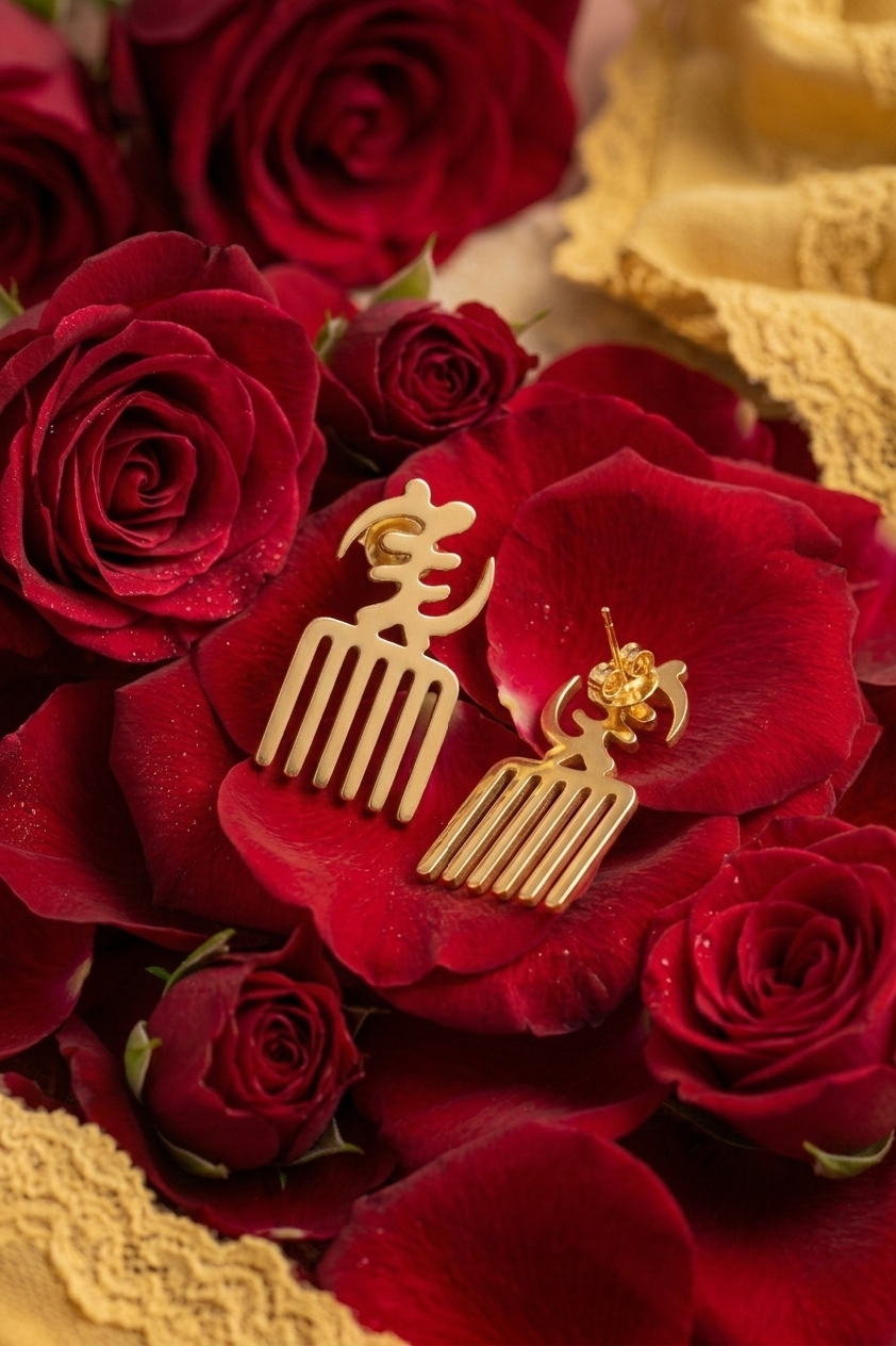 Gye Nyame & Duafe Adinkra Symbol Earrings