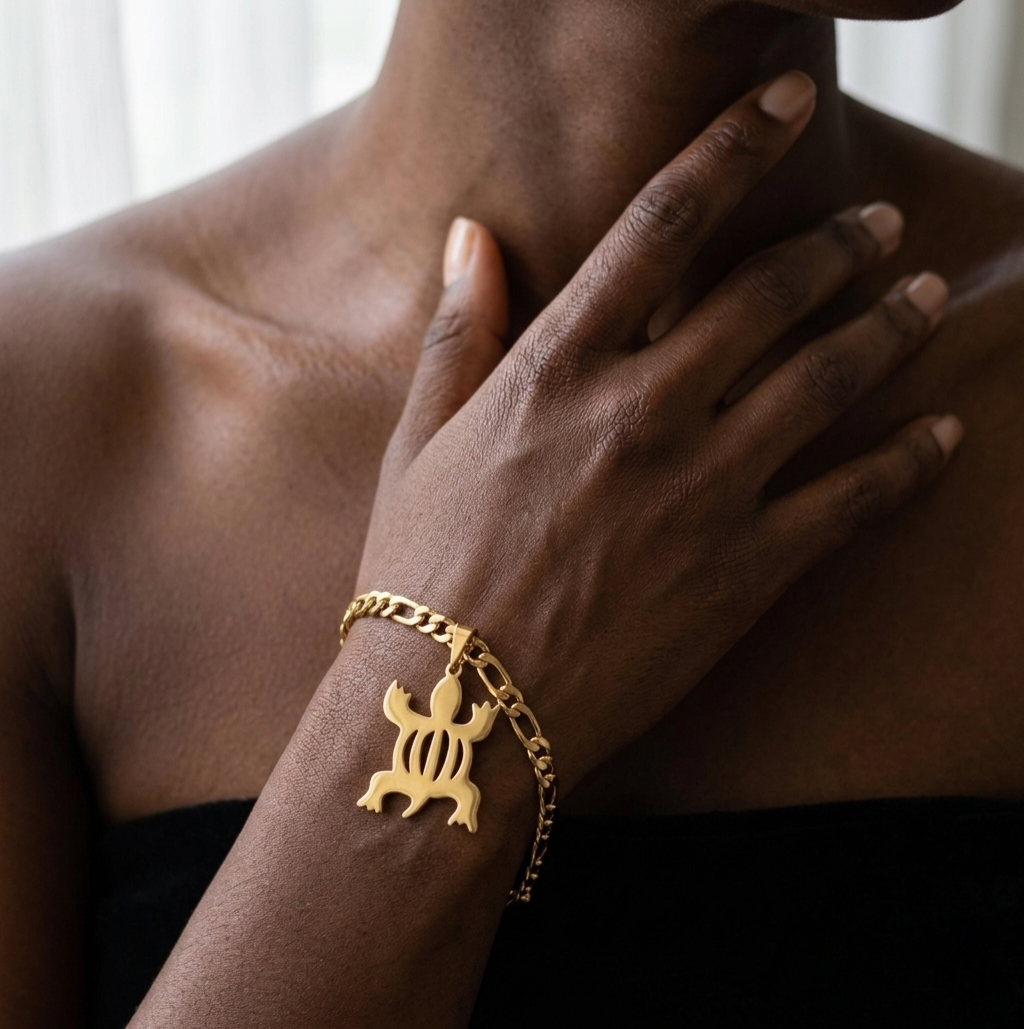 Crocodile Adinkra Pendant Bracelet