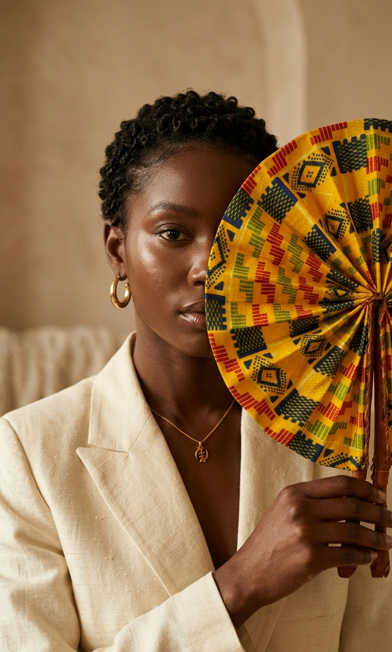 Nefertari African Print Handheld Fan