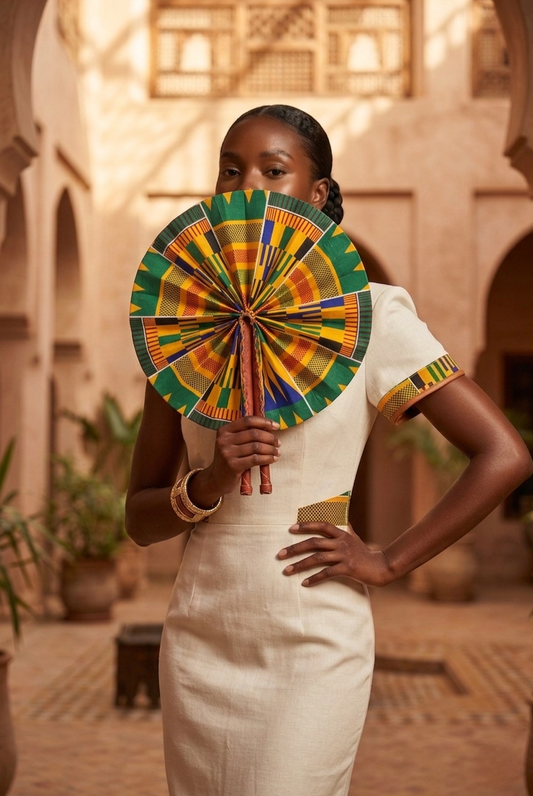 Isis African Print Handheld Fan