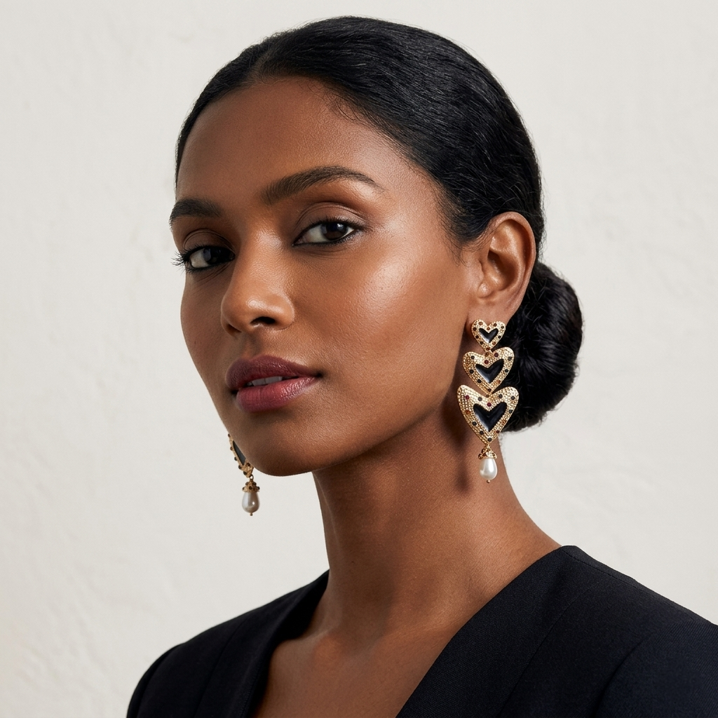 Narkie Triple Heart Earrings