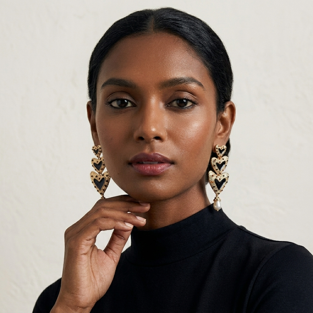 Narkie Triple Heart Earrings