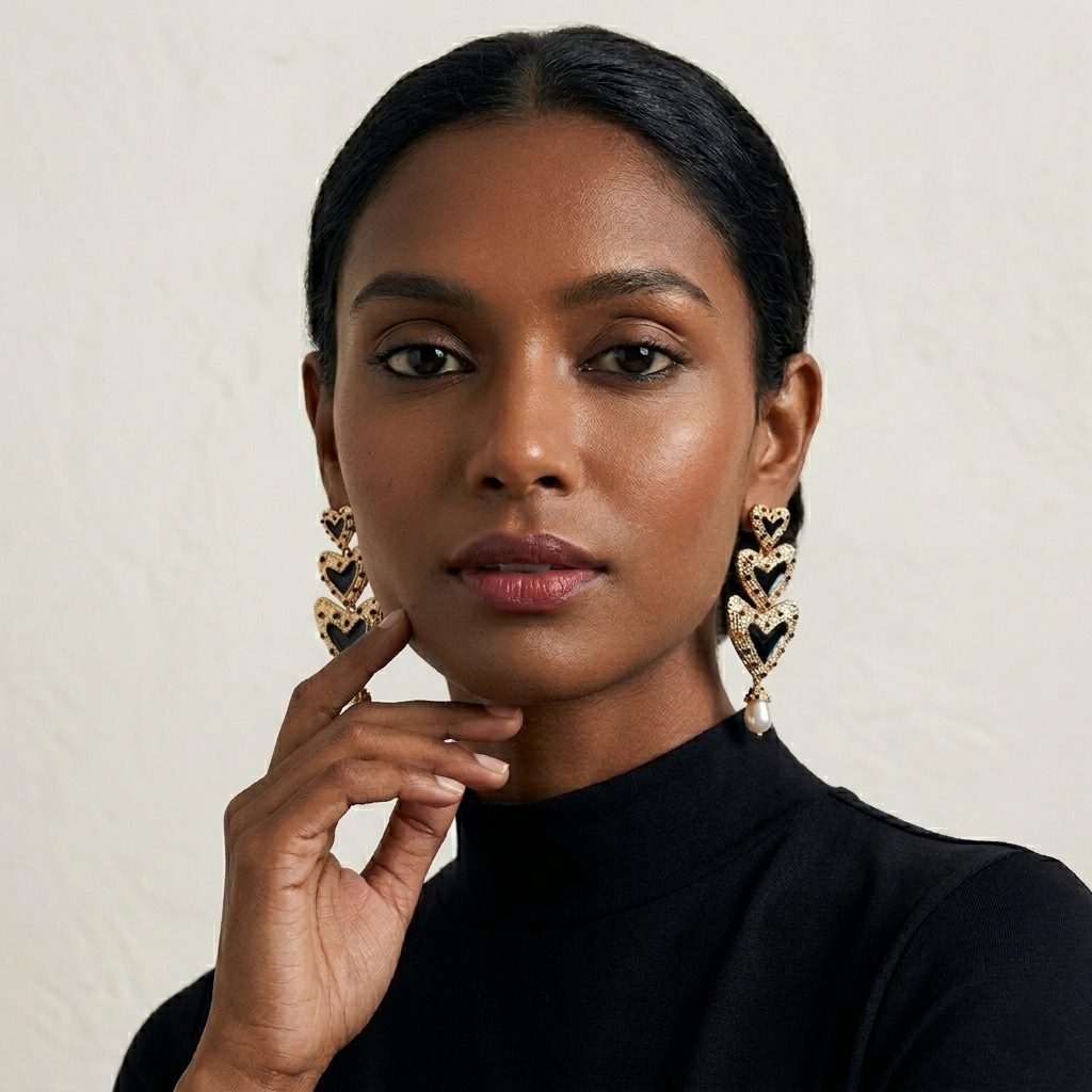 Narkie Triple Heart Earrings