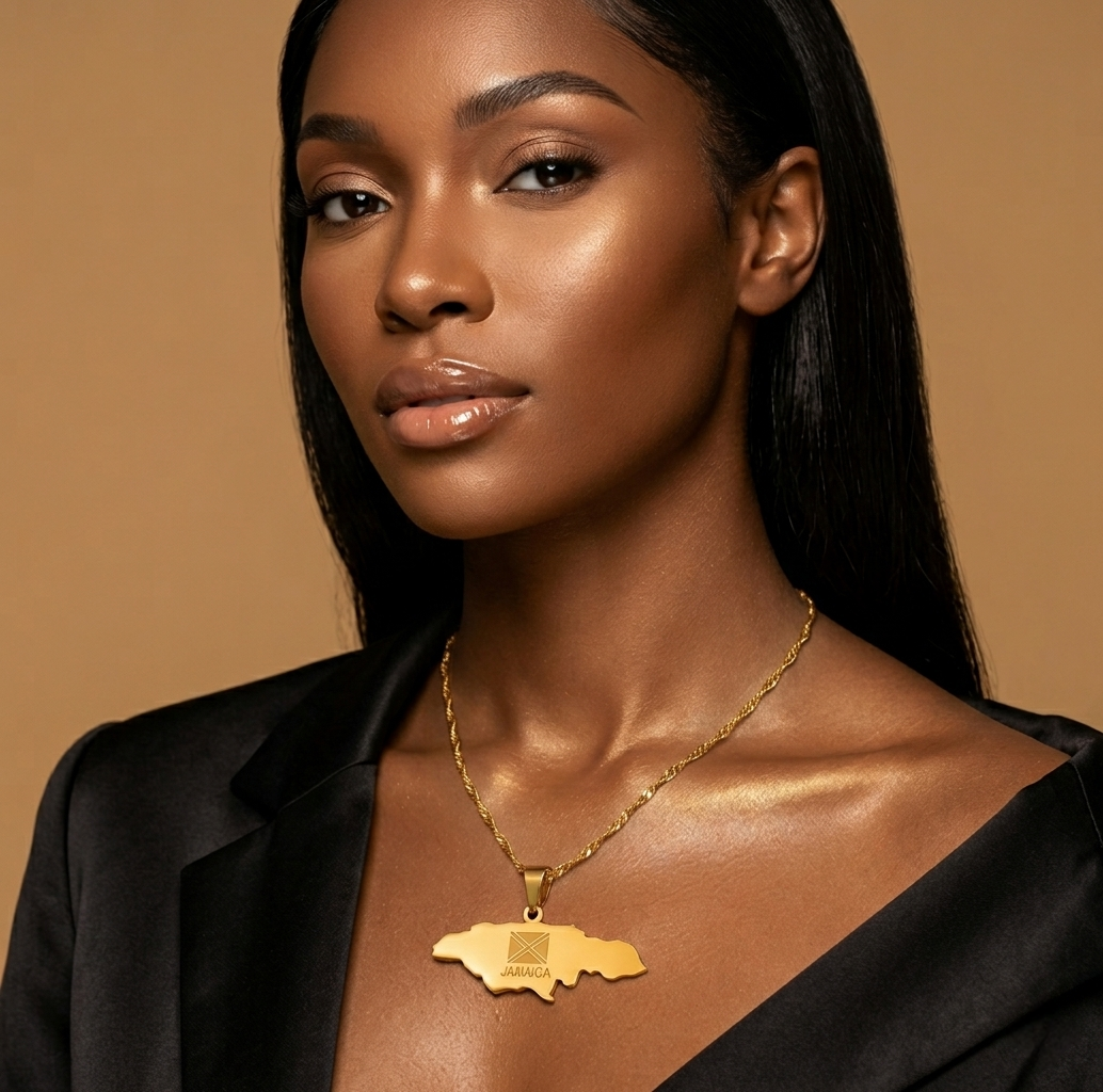 Jamaican Map Necklace