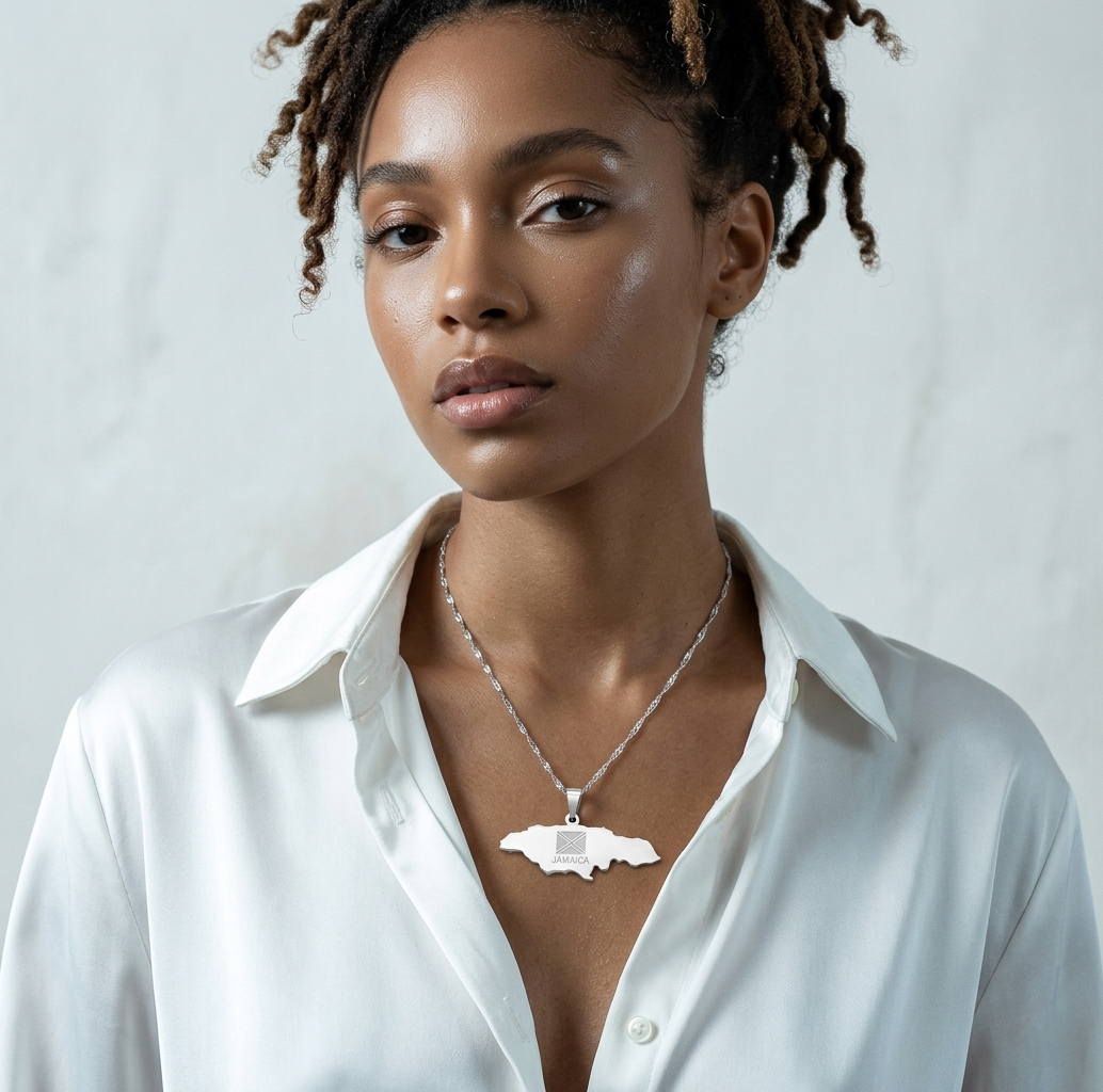 Jamaican Map Necklace