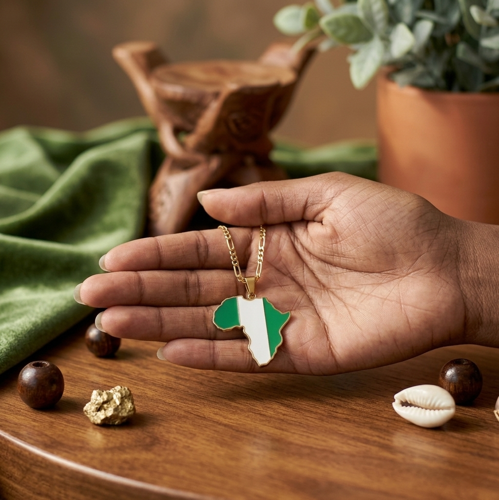 Nigeria African Map Necklace