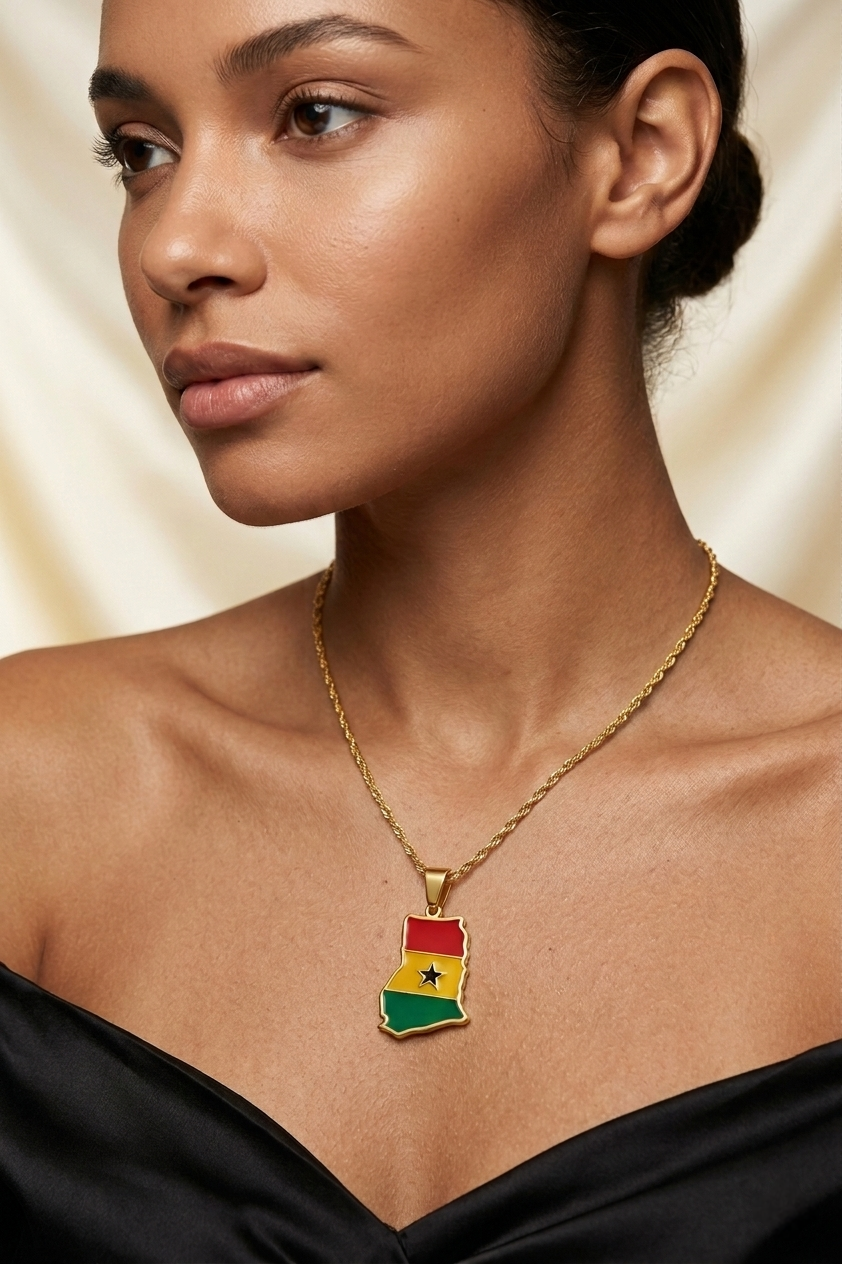Ghana Flag Pendant Necklace