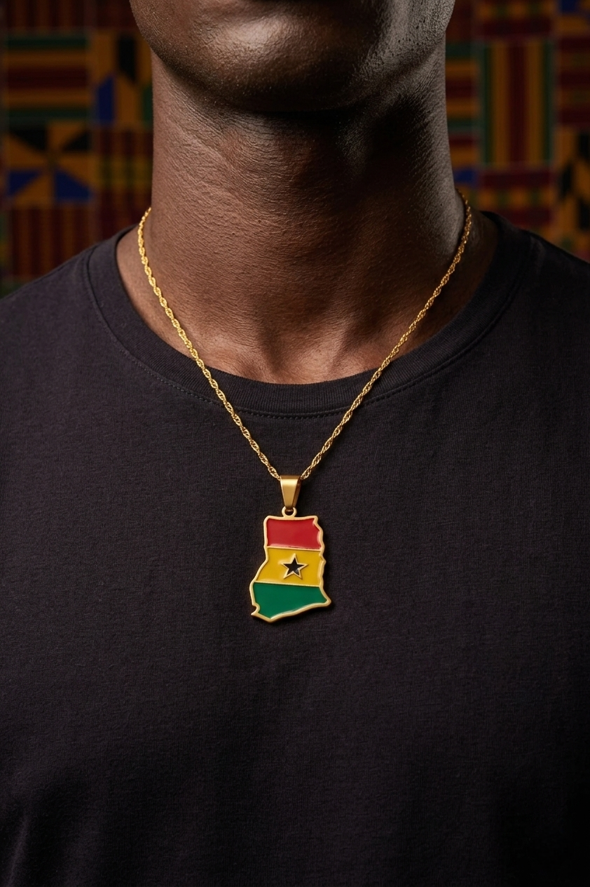 Ghana Flag Pendant Necklace