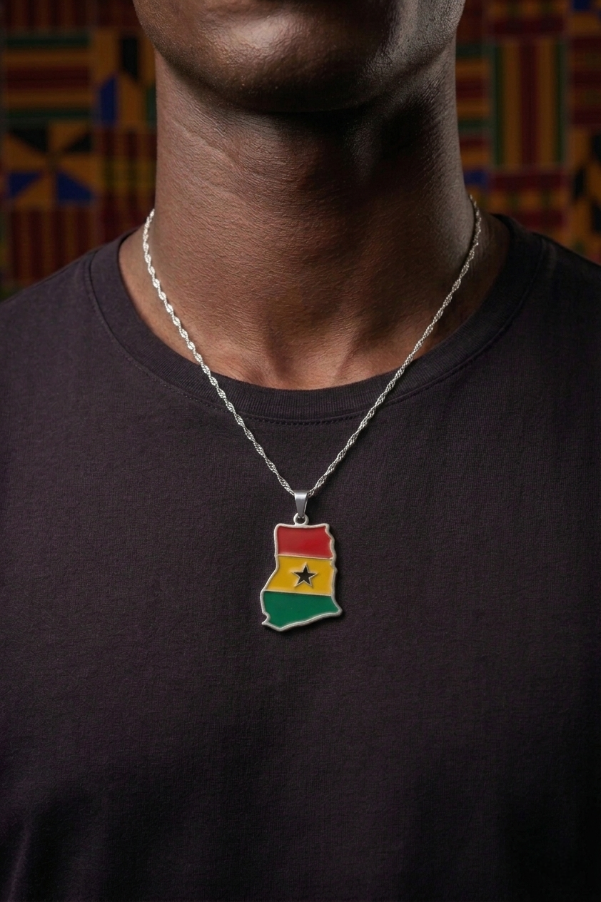 Ghana Flag Pendant Necklace