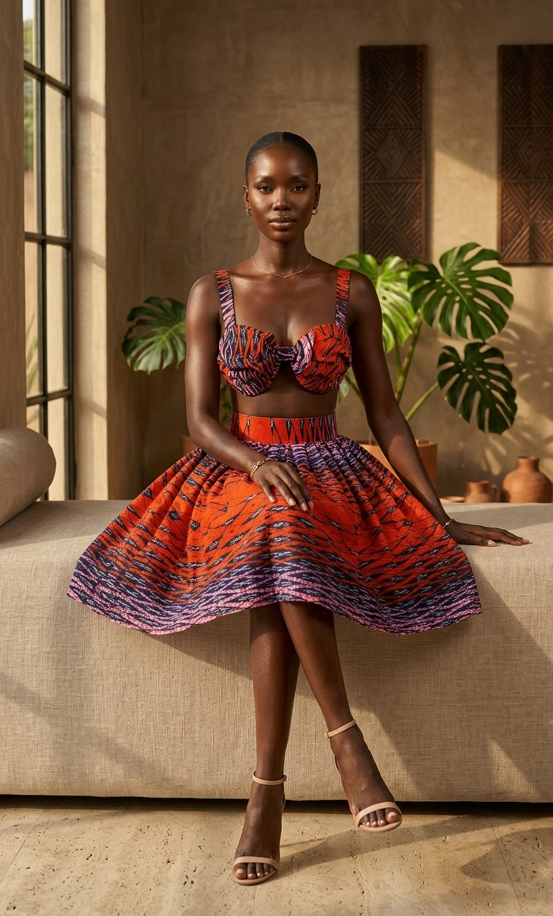 Dzifa African Print Tie-Back Top & Maxi Skirt Set