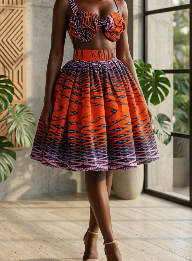 Dzifa African Print Tie-Back Top & Maxi Skirt Set