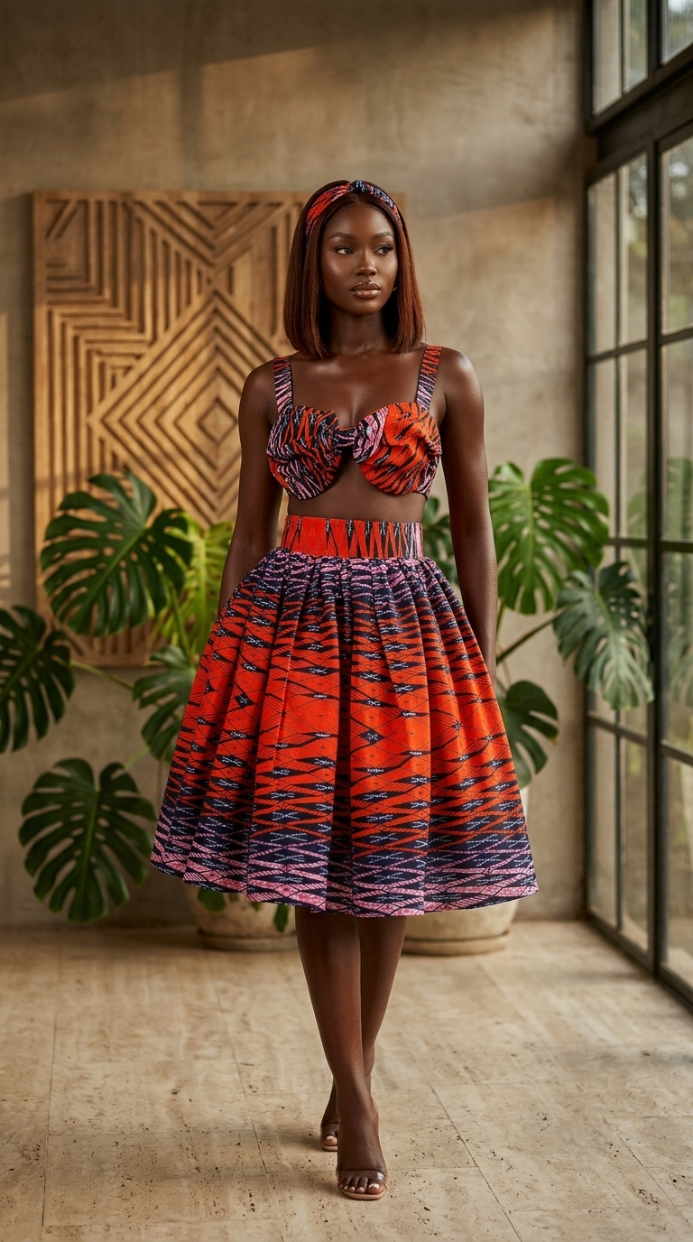 Dzifa African Print Tie-Back Top & Maxi Skirt Set
