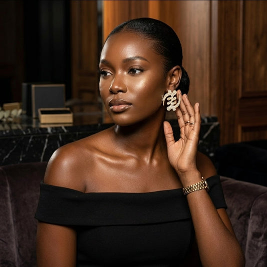 Gye Nyame Adinkra Rhinestone Stud Earrings