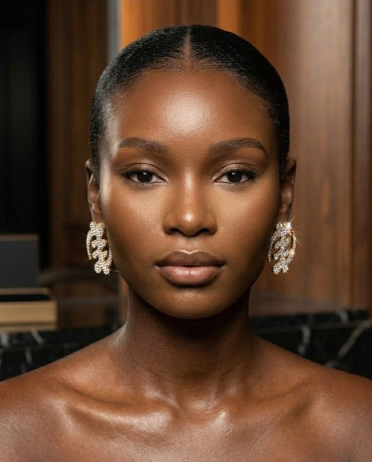 Gye Nyame Adinkra Rhinestone Stud Earrings
