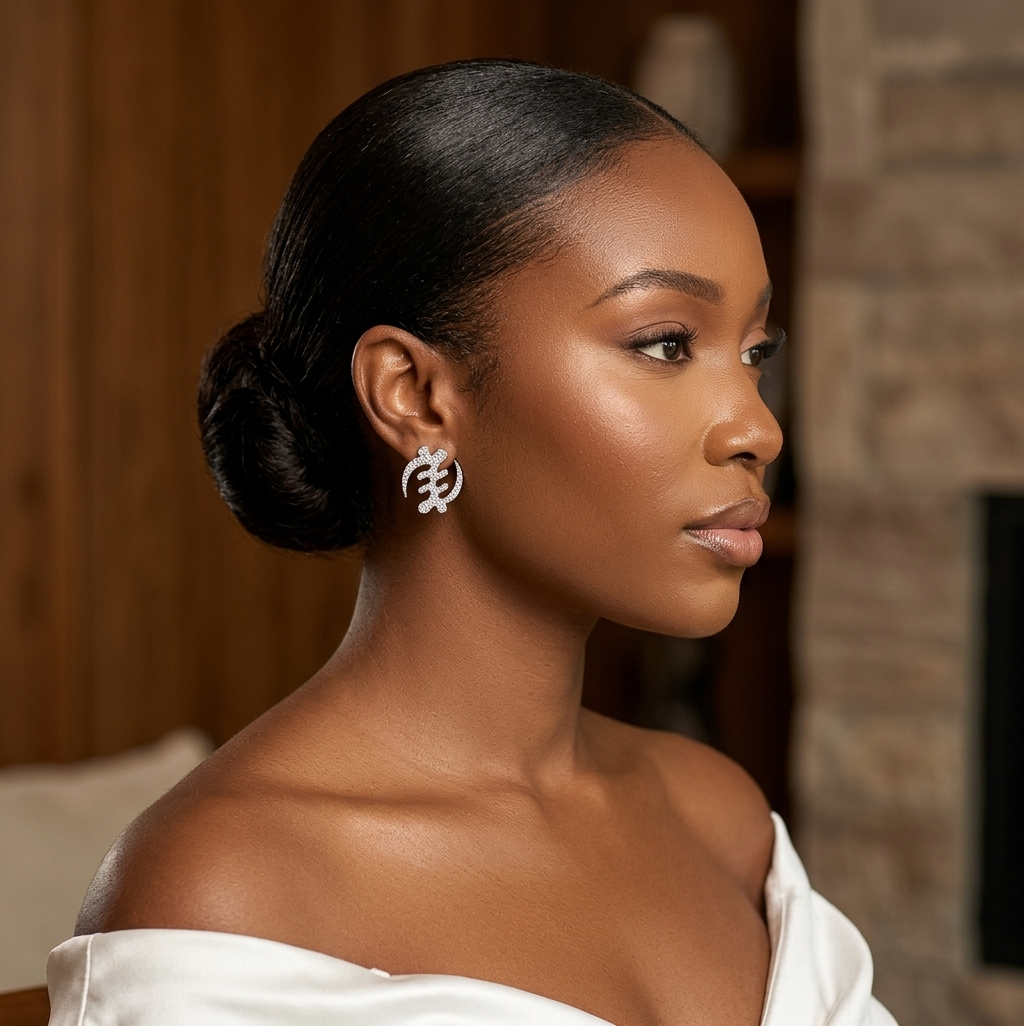 Gye Nyame Adinkra Rhinestone Stud Earrings