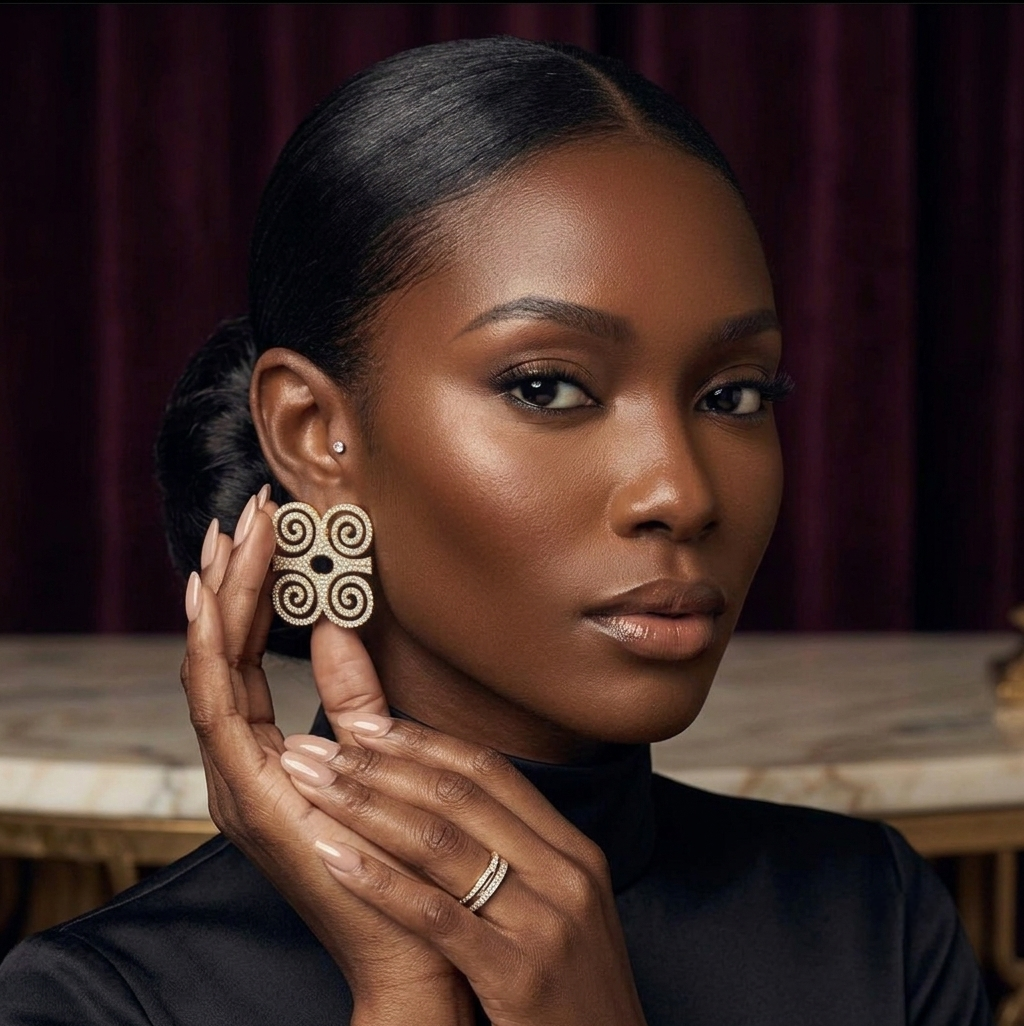 Dwennimmen Adinkra Rhinestone Stud Earrings