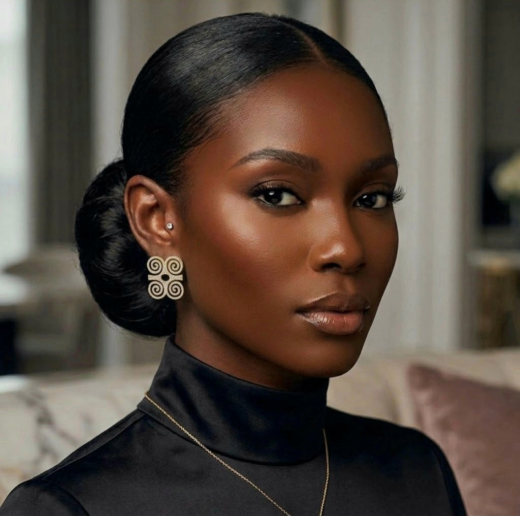 Dwennimmen Adinkra Rhinestone Stud Earrings