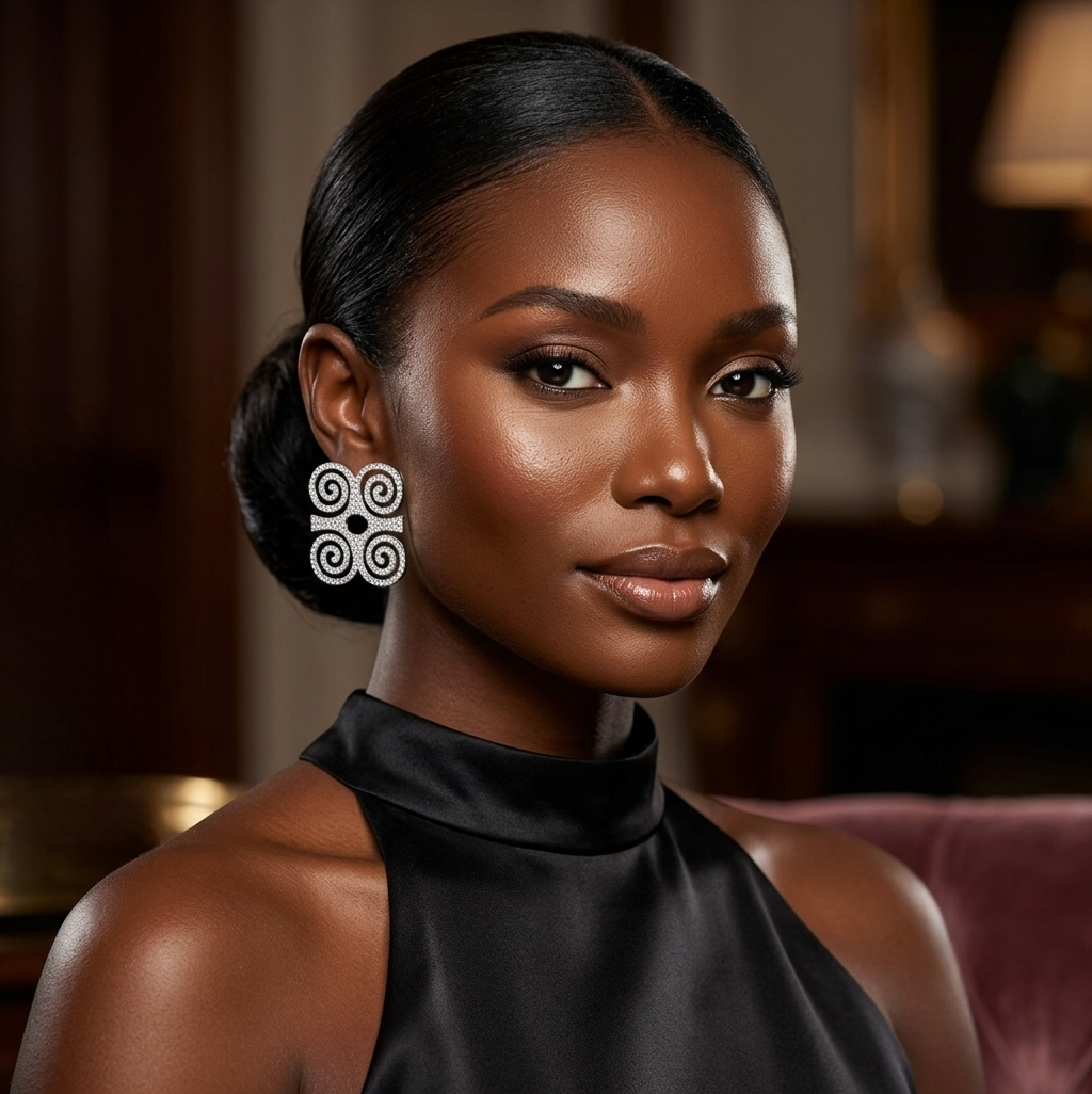 Dwennimmen Adinkra Rhinestone Stud Earrings
