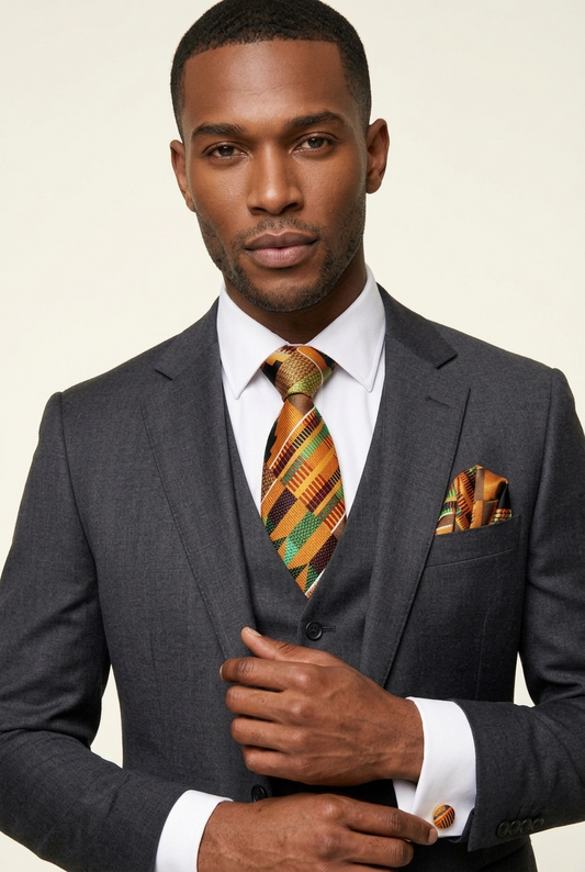 Heritage Kente 3 Piece Necktie Set