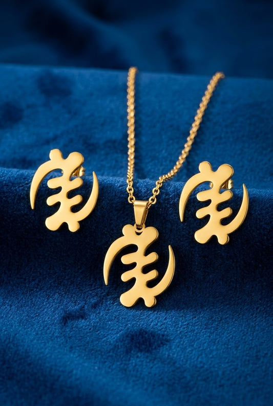 Gye Nyame Necklace And Earrings Set