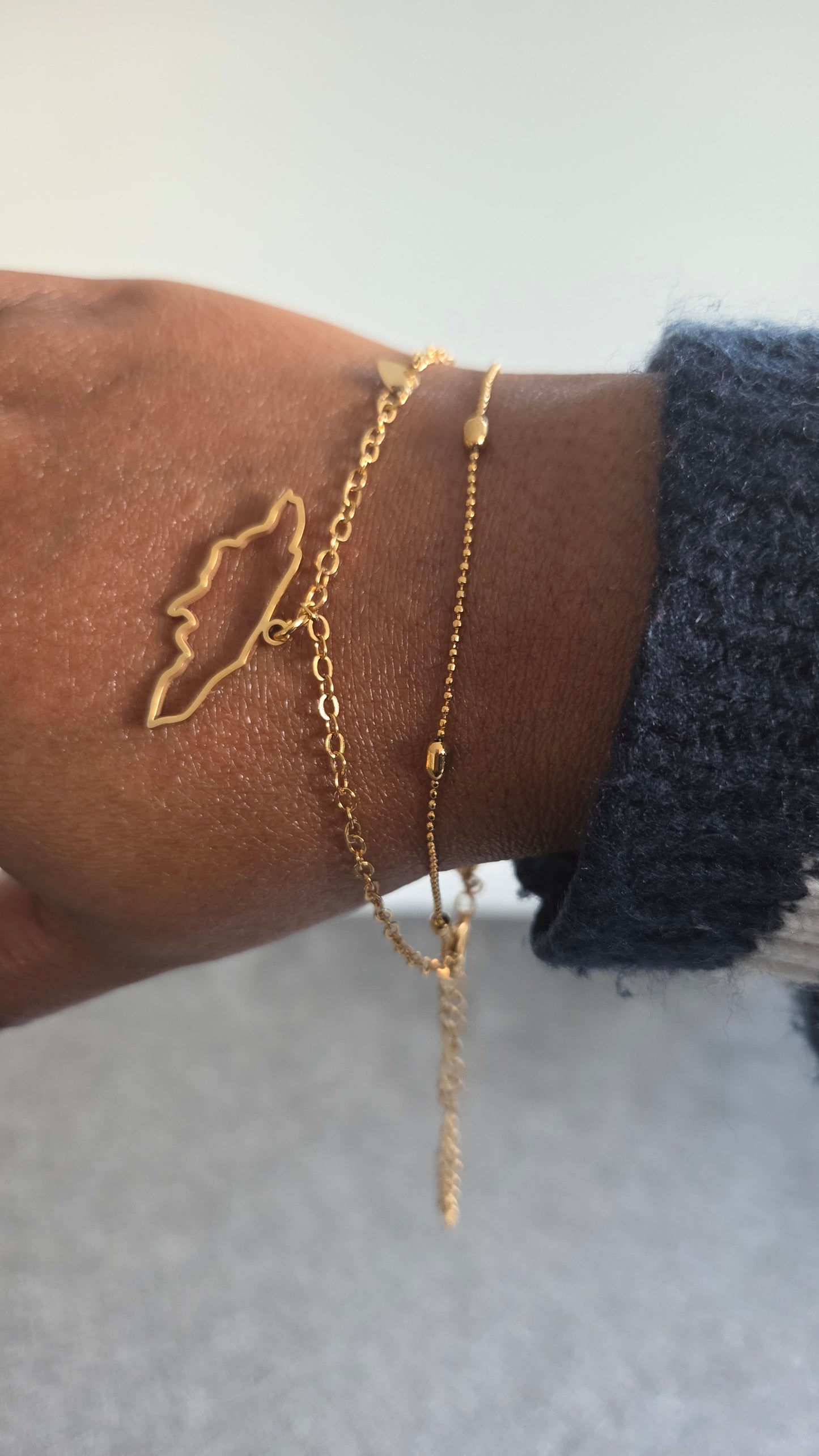 Jamaican Map Bracelet with Link Chain