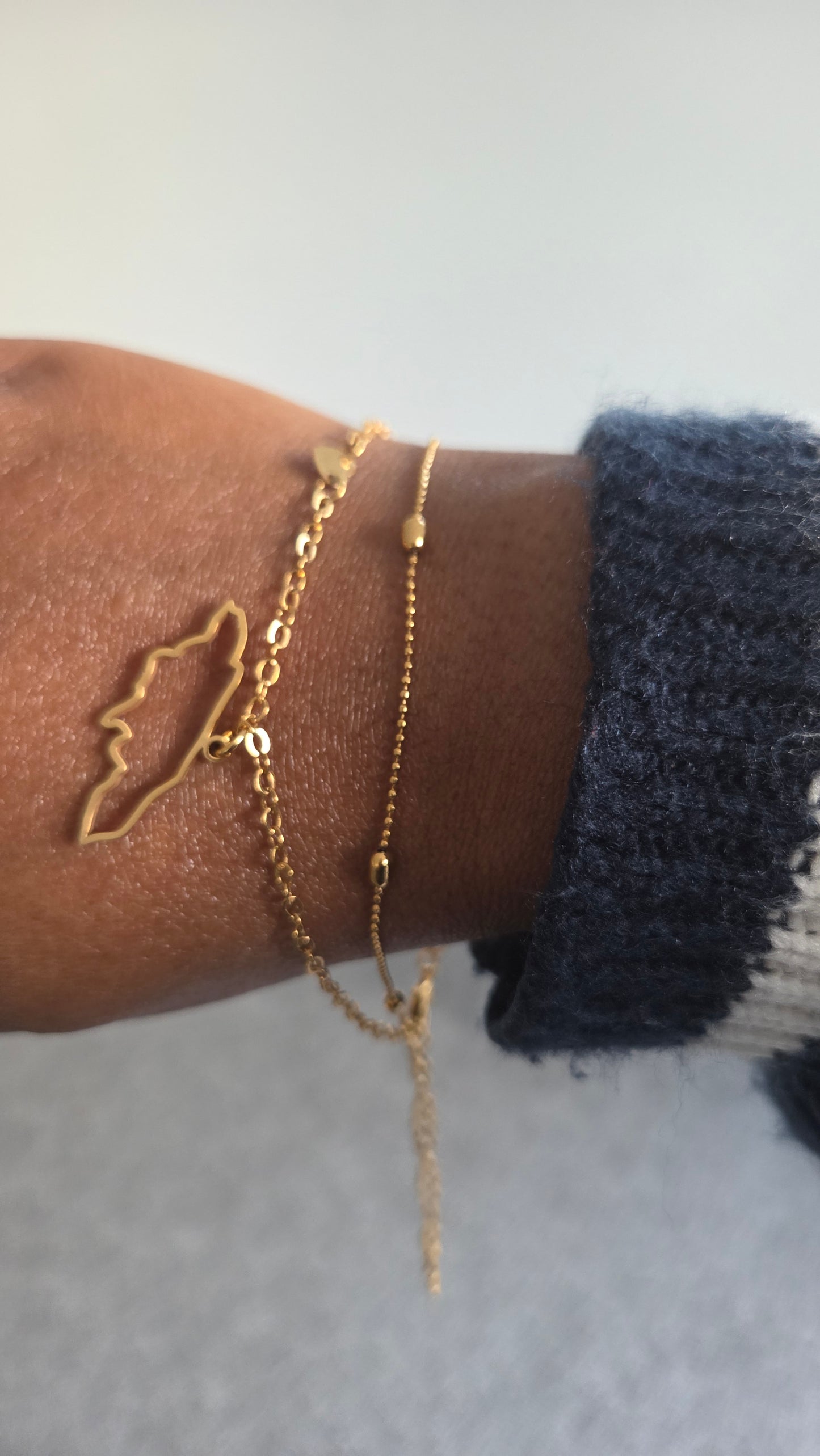 Jamaican Map Bracelet with Link Chain