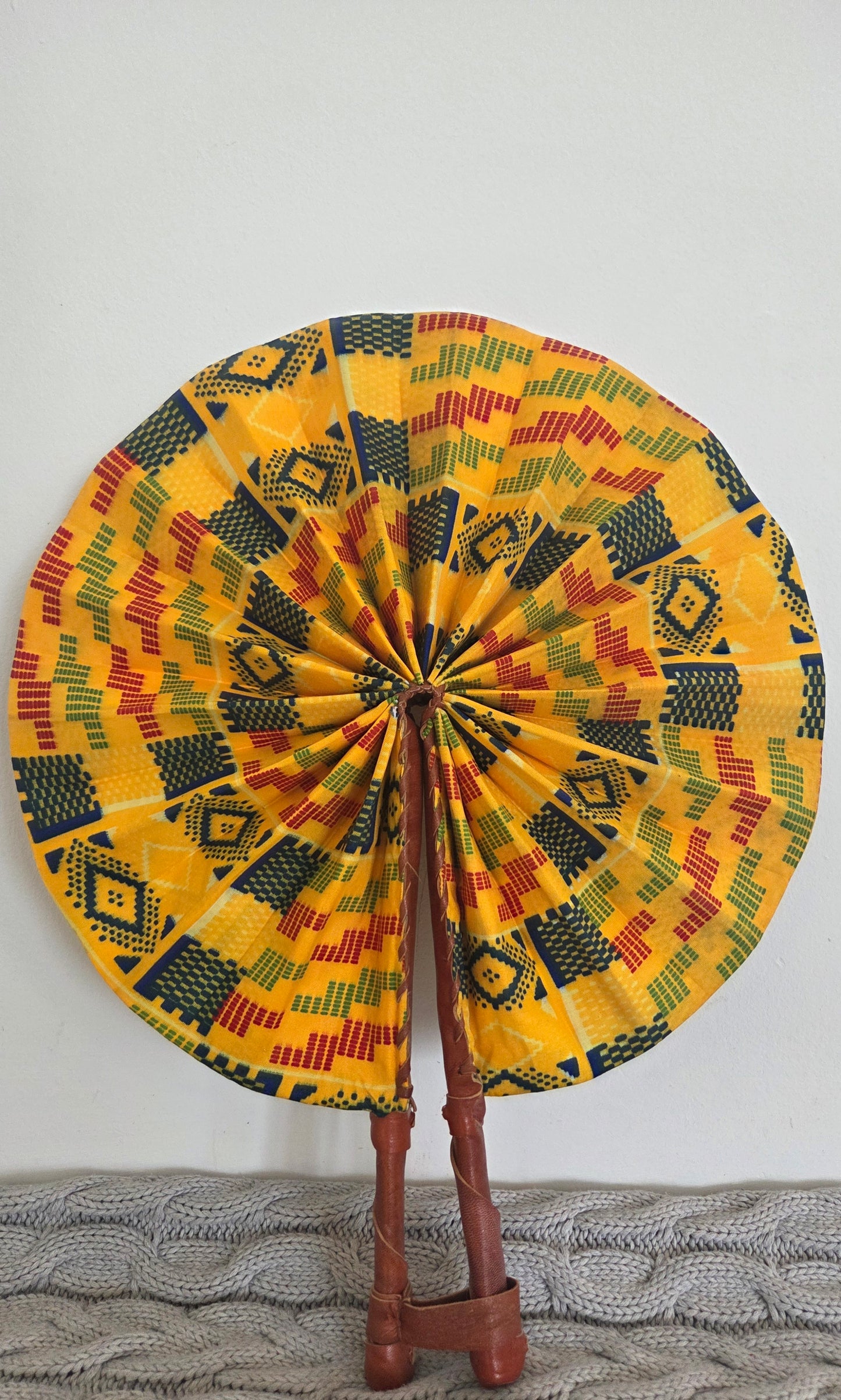 Nefertari African Print Handheld Fan