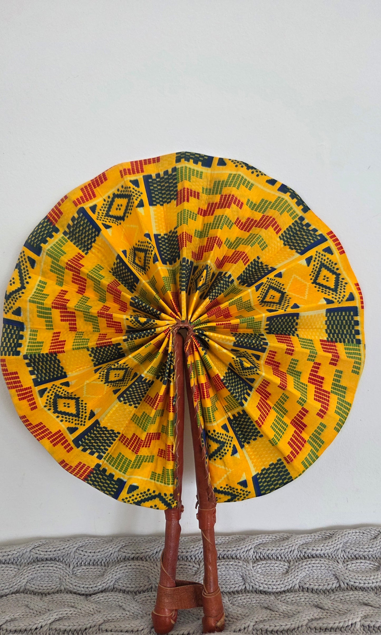 Nefertari African Print Handheld Fan