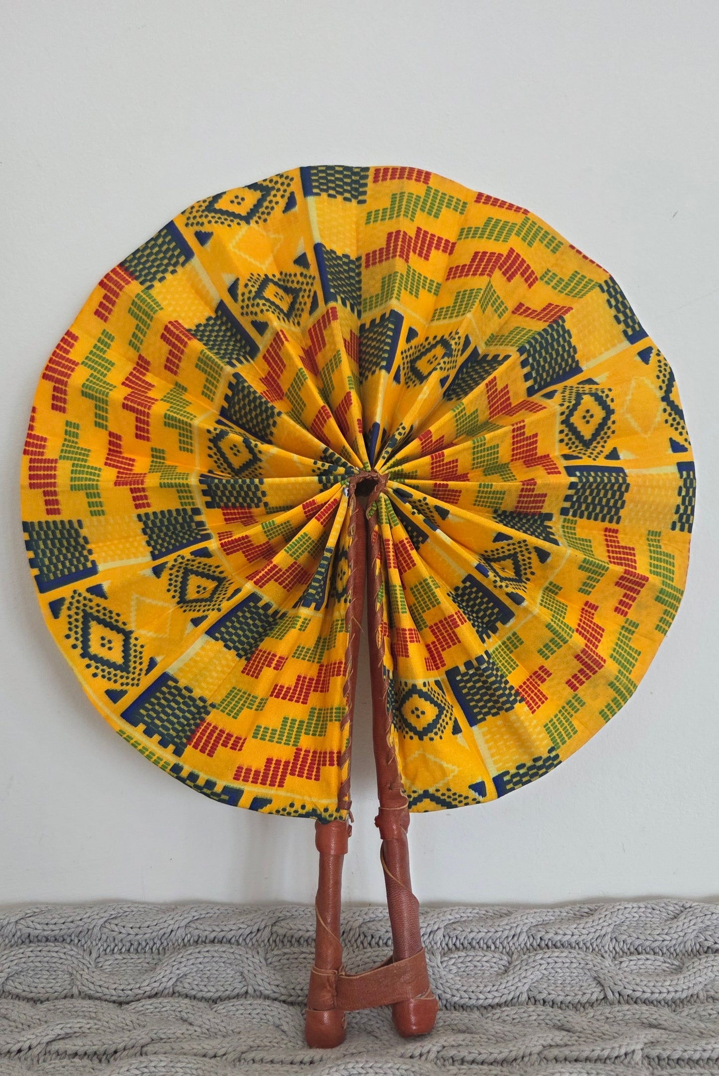 Nefertari African Print Handheld Fan